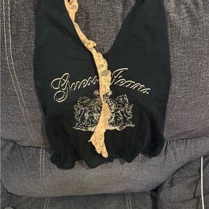 Guess Authentic Black and Cream Halter Top